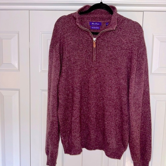 100% Pure Cashmere Men’s Alan Flusser Size Large Half Zip Sweater - Picture 3 of 5